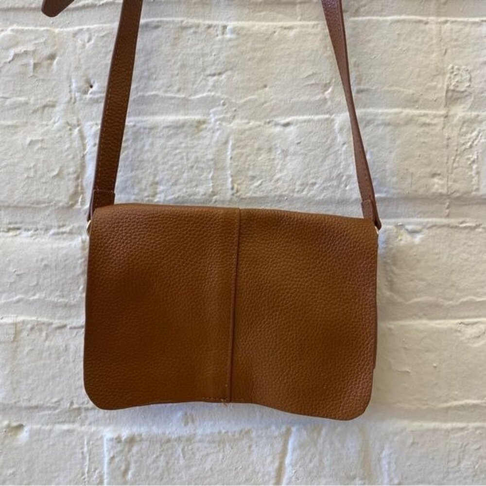 BTB Los Angeles || Kelly Crossbody Bag Soft Leather‎ Unlined Cognac Brown - Picture 2 of 11